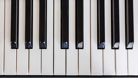 Piano Keyboard synthesizer closeup key top viewの写真素材