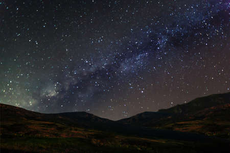 Milky Way Galaxy over mountain at Khao Kho National Park, Phetchabun provinceの写真素材