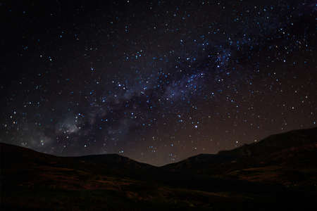 Milky Way Galaxy over mountain at Khao Kho National Park, Phetchabun provinceの写真素材