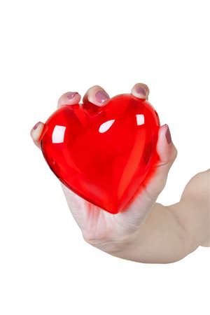 Heart in the hands isolated on white backgroundの写真素材