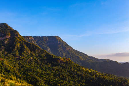 mountains under mist in the morning at Khao Kho National Park, Phetchabun province, Thailand, wide angle viewの写真素材