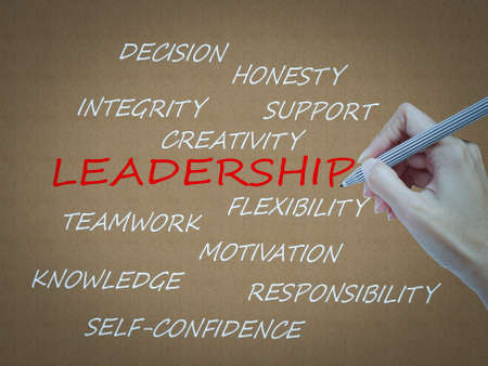 hand writing leadership conceptの写真素材