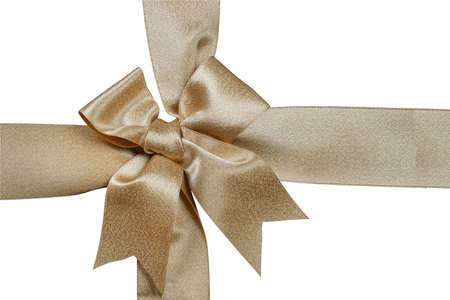 gold ribbon isolated on white backgroundの写真素材