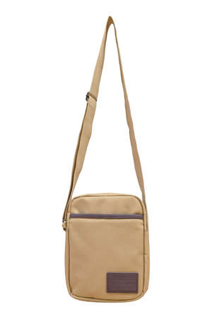 Shoulder or messenger bag with strap isolated on white backgroundの写真素材