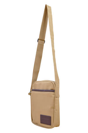 Shoulder or messenger bag with strap isolated on white backgroundの写真素材