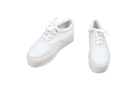 Pair sneakers, white color isolated backgroundの写真素材