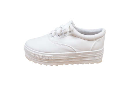Pair sneakers, white color isolated backgroundの写真素材