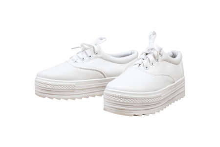 Pair sneakers, white color isolated backgroundの写真素材