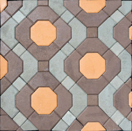tile  paving slabs and mosaic colored pavers of small stones texture abstract backgroundの写真素材