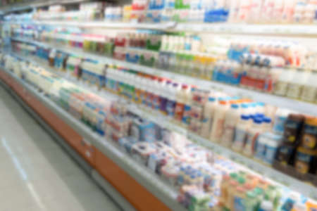 Blur image of shopping refreshment or shelf of drink for use as business background