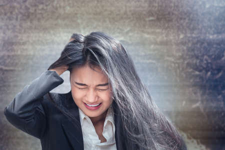 Asian business woman professional failed or upset in job or career for working business problem conceptの写真素材