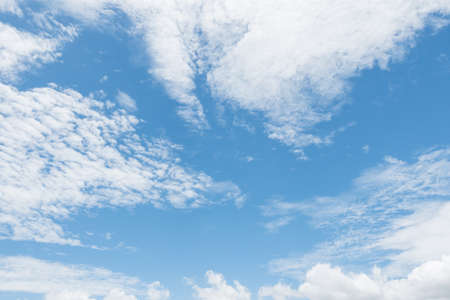 cloudy sky and blue clear sky clouds bird shape backgroundの写真素材