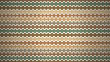 Seamless abstract pattern featuring horizontal stripes of interconnected rectangular shapes in...