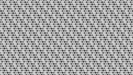 A seamless pattern featuring an arrangement of pixelated plus signs or crosses in varying shades of gray, creating a monochrome, geometric background. The design alternates light gray, medium gray, and dark gray elements, forming a regular, repeating tile. Ideal for digital backgrounds, textiles, web design, and graphic projects.の写真素材