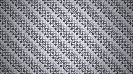 Seamless abstract background featuring a repeating pattern of stylized star shapes in various shades of gray and white. Suitable for design elements, textures, or backdrops.の写真素材