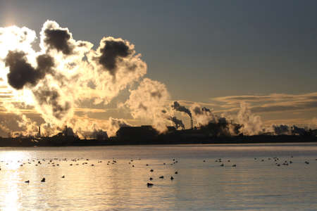 Sunrise Through Steam Cloudsの写真素材