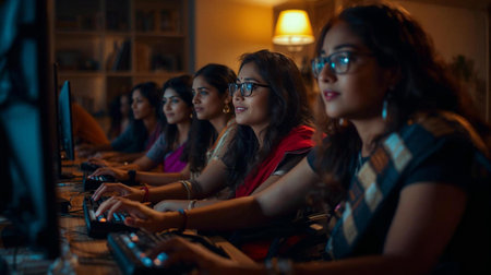 A diverse group of people using alternative input devices to interact with technology, promoting accessible technology design, AI generated image,person are fictionalの素材