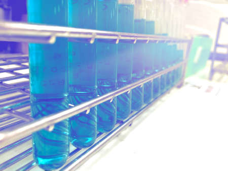 Ground floor science experiment with glass tag With chemicals to make chemical reactionsの写真素材