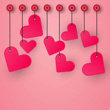 Happy valentines day and weeding design elements. Vector illustration. valentines day Pink Background With Ornaments, valentines day Hearts. Doodles and curls.のイラスト素材