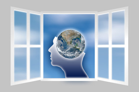 Global vision - concept image - Photo composition with image from NASAのeditorial素材