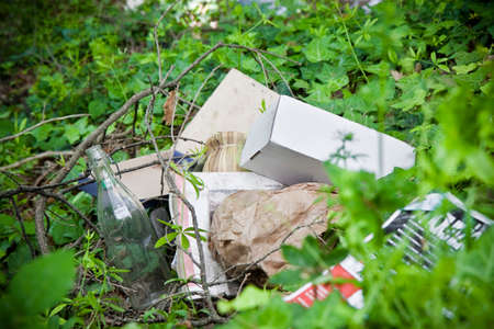 Illegal dumping: education and rudeness conceptの写真素材