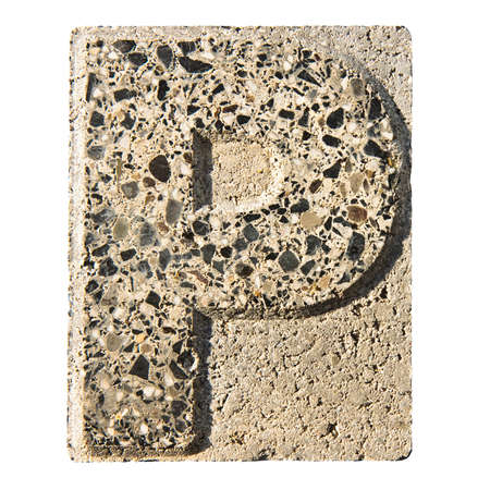 Letter P carved in a concrete block - A concrete block with the letter \ "P \" carved into it.の写真素材