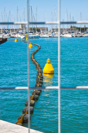 Maritime construction site in a small harborの写真素材