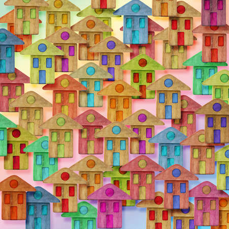 Global Village conceptual image with many colorful houses