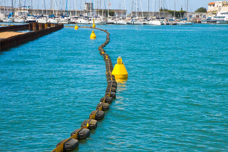 Maritime construction site in a small harborの写真素材