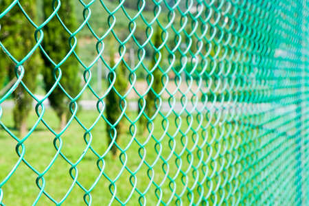 Wire mesh in the woodsの写真素材