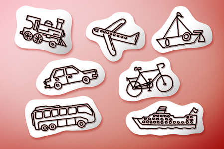 Mode of transport concept image on white cartoonsの写真素材