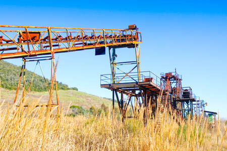 Old conveyor belt of an abandoned industry