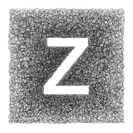 Hand made letter Z drawn with graphic pen on white background - High resolution imagesの写真素材