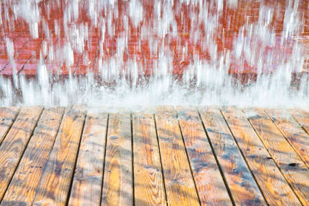 Water jets of a modern fountain - East district, Lisbon, Portugalの写真素材