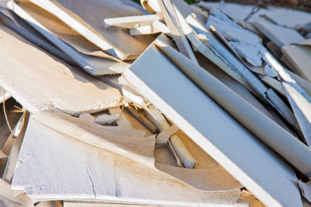 Demolished plasterboard panel - image with copy spaceの写真素材