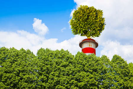 Zero CO2 emissions concept with a tree on top of a chimney - Image with copy space