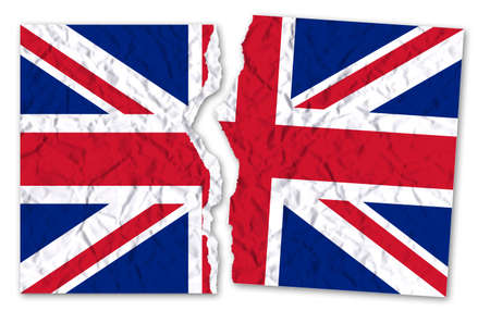 Ripped photo of a british flag - concept imageの写真素材