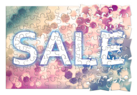 Sale concept with colored hexagonal background designs in puzzle shape