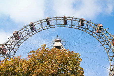 Ferris Wheel in Wien against a blue sky (Austria - Europe)のeditorial素材