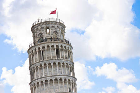 The famous Leaning Tower photographed from an unusual point of view (Italy - Tuscan - Pisa) - Image with copy spaceの写真素材
