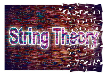 Search for the solution of String Theory - concept image in jigsaw puzzle shape