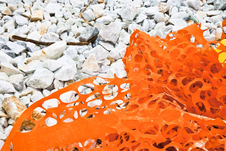Safety orange plastic grid for construction siteの写真素材