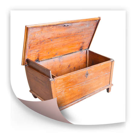 Old renovated wooden furniture on white background - concept imageの写真素材