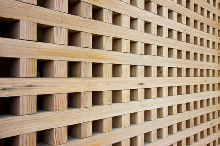 Detail of an hardwood outdoor wooden wallの写真素材