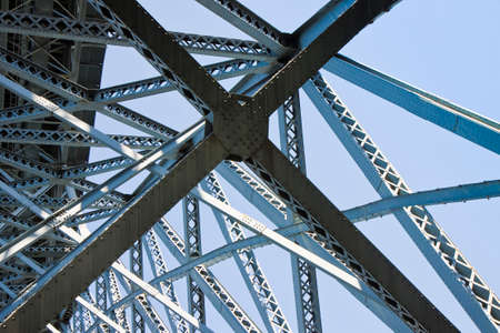 Detail of the metallic structure of the famous Oporto iron bridge over the Douro river (Portugal - Europe)の写真素材