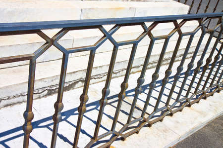 Old italian wrought iron railing with geometric designs