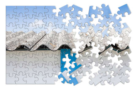 Asbestos removal  - concept image in jigsaw puzzle shapeの写真素材