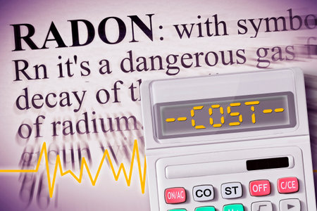 Costs incurred for mitigation of the dangerous natural gas radon in buildings - concept with calculator.の写真素材