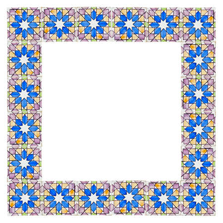 Frame design with typical geometric portuguese decorations called "azulejos" (Portugal - portuguese culture)の写真素材