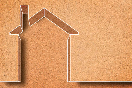 Thermal insulation coatings for residential construction with cork material to reduce thermal losses against a wooden construction structure - Building energy efficiency and environmentally friendly concept with copy spaceの写真素材